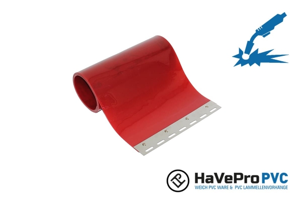PVC Streifen 300 x 3 mm standard rot-transparent normal kältefest als  Zuschnitt