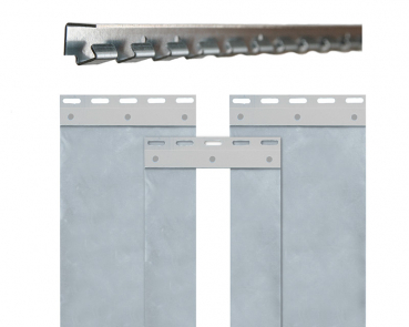 PVC Industrievorhang vormontiert Breite 1,00 m transparent, 200 x 2 mm